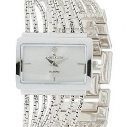 AK Anne Klein Silver Tone Diamond Rectangle