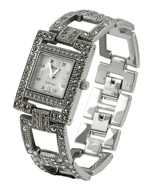 Geneva Platinum Marcasite Antique Women's Watch