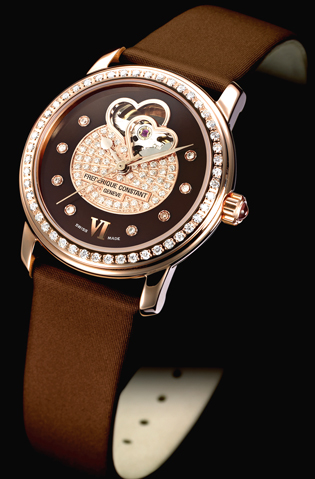 Frederique Constant Double Heart Beat Chocolate Pavee 