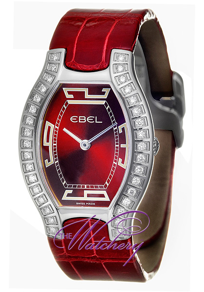 Ebel Beluga Tonneau Stainless Steel Red Dial Diamond