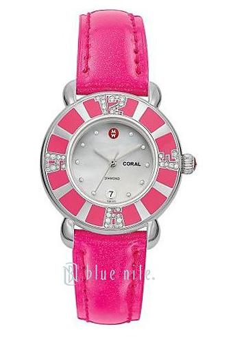 Michele Coral Bright Pink Diamond Ladies Watch