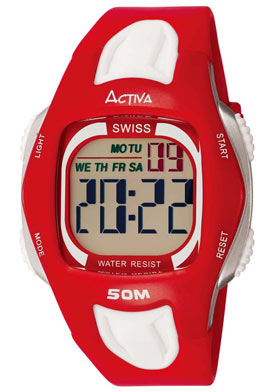 Activa Men's Digital Multi-Function Red & WhiteRubber 