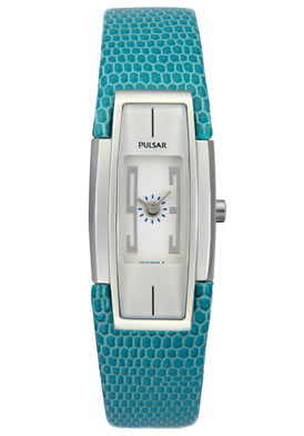 Pulsar Women's White Dial Light Blue Leather 