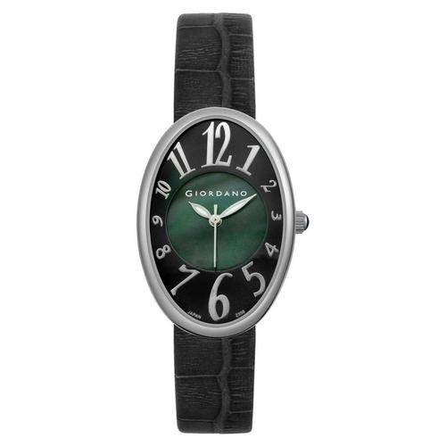 Giordano Women's Black Leather Black Mother of Pearl Giordano Women's Black Leather Black Mother of Pearl