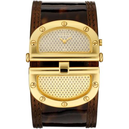 Guess Women's Split White Crystal Brown Leather Guess Women's Split White Crystal Brown Leather