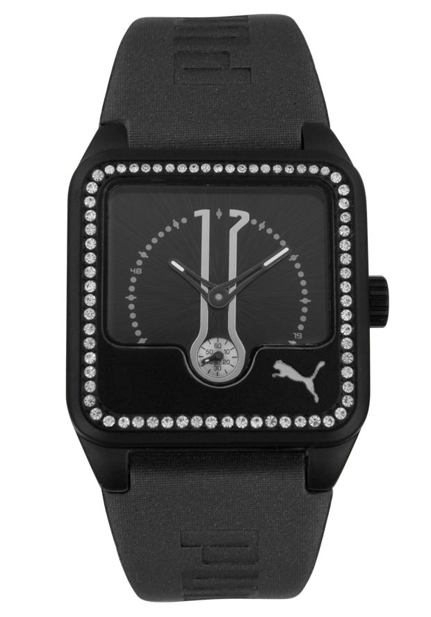 Women's Star Dust White Crystal Black Leatherette Women's Star Dust White Crystal Black Leatherette