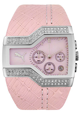 Women's Star Podium Chronograph in White Crystal Pink Leatherette from Puma Women's Star Podium Chronograph in White Crystal Pink Leatherette from Puma