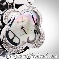 Chopard bold floral stainless steel diamond encrusted cp08